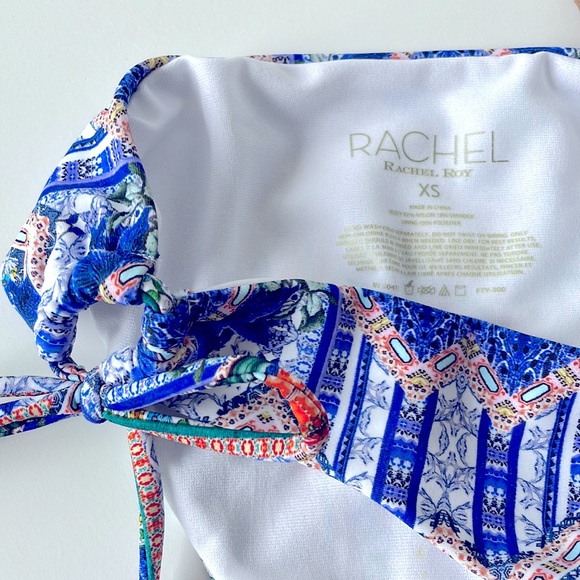 Rachel Roy tanga 1 string bikini bottom Moroccan blue orange white multi XSorM - Picture 7 of 13